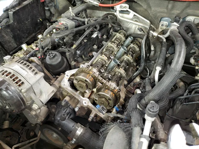 Engine bay opened up during a repair